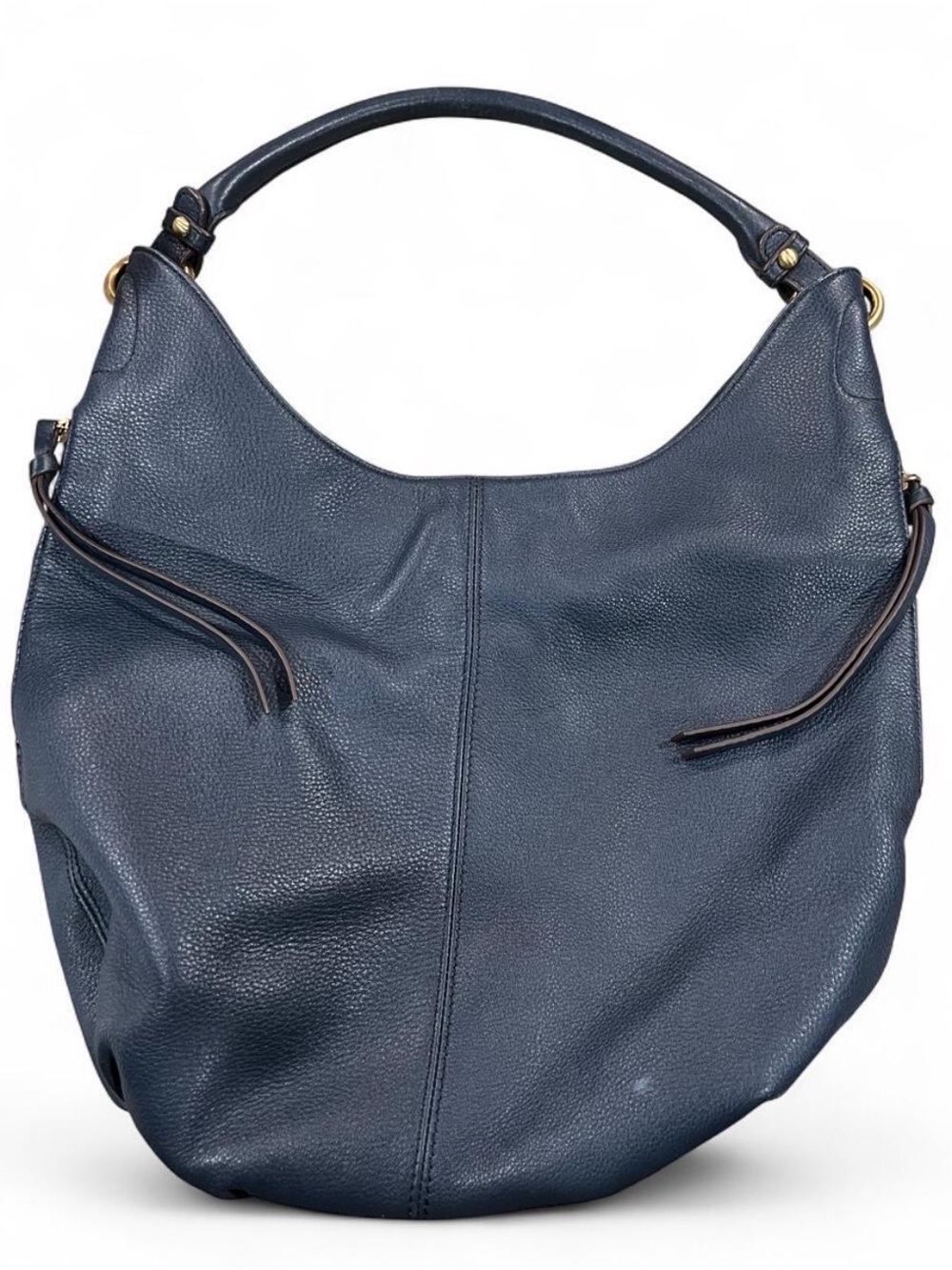 Silpada Navy Genuine Leather Hobo Bag Fuchsia Lining